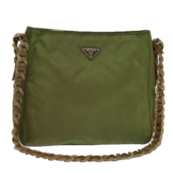 PRADA Shoulder Bag Nylon Khaki Auth 85288 - Picture 1 of 16